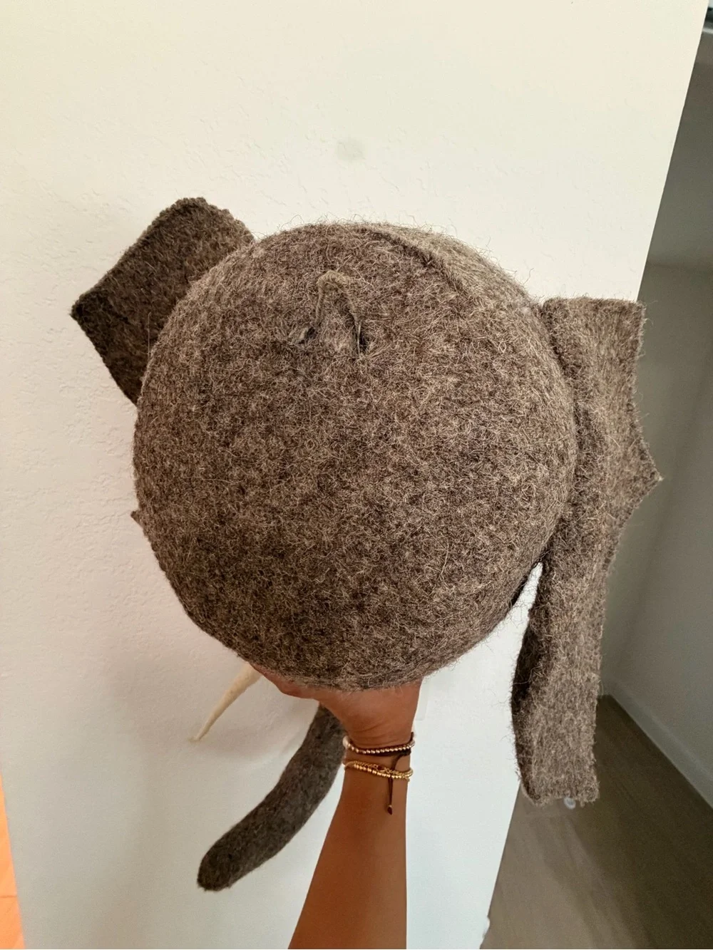 Restoration Hardware Felt Elephant Head - Gray Brown Tones